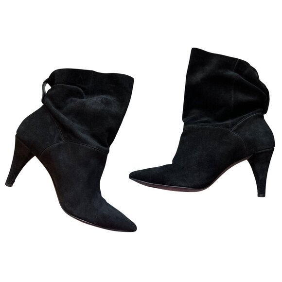 Michael Michael Kors Black Carey Suede Ankle Boots Slouchy Pointed Toe Size 9 - Picture 3 of 8